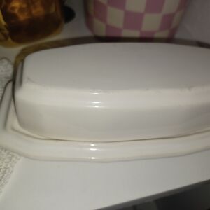 1900's Antique Wawona Hotel White Rectangle Procelain Butter Dish Serving Tray